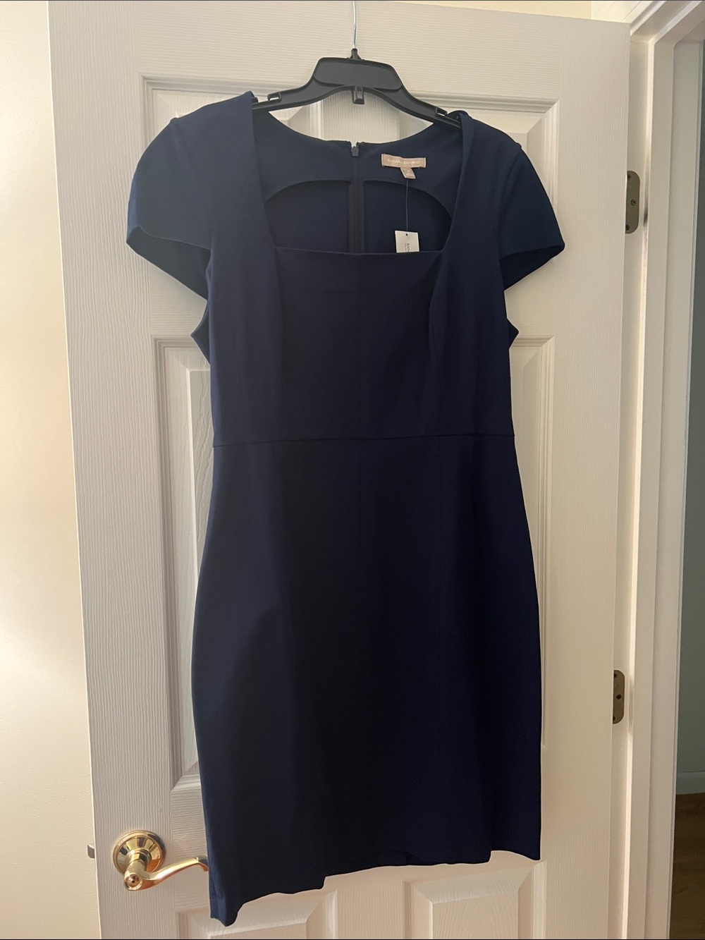 Banana Republic Navy Square-Neck Cap Sleeve Sheath Dress